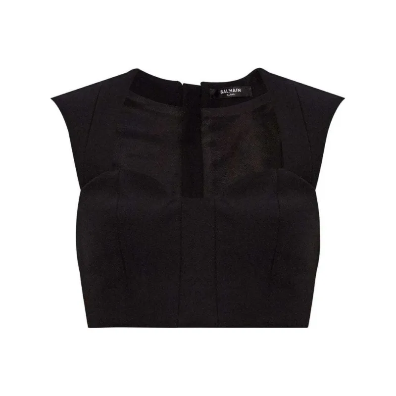 BALMAIN Zipped Cropped Top-0