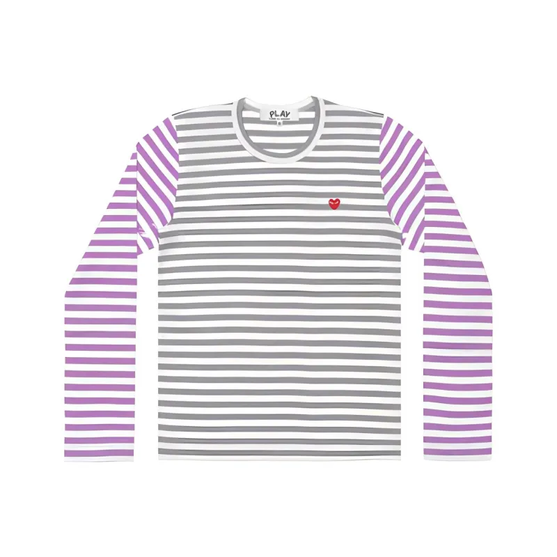 CDG Play T-Shirts Women's Gray Purple Patchwork-0