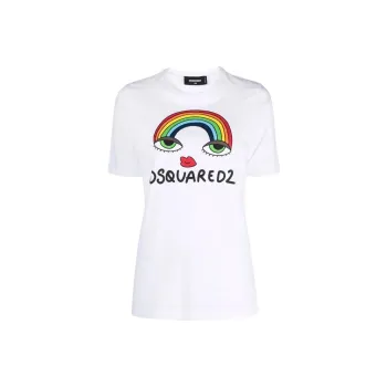 DSQUARED 2 Rainbow Printed Crewneck T Shirt