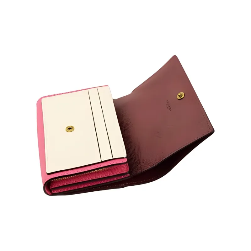 COACH Leather Wallet Medium Size Women's Rose Red & White-2