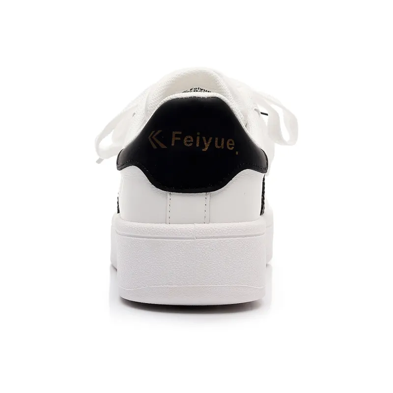 Feiyue Girly Heart Series Abrasion Resistant Lightweight Height Increasing Low Top Skateboard Shoes Women's White-3