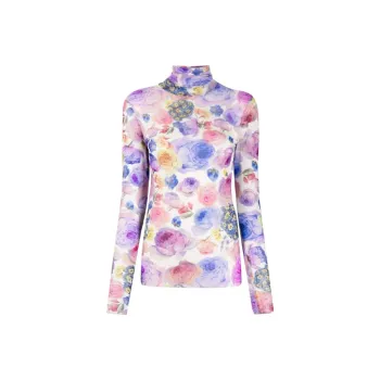 GANNI Printed Mesh Turtleneck 'Multi'