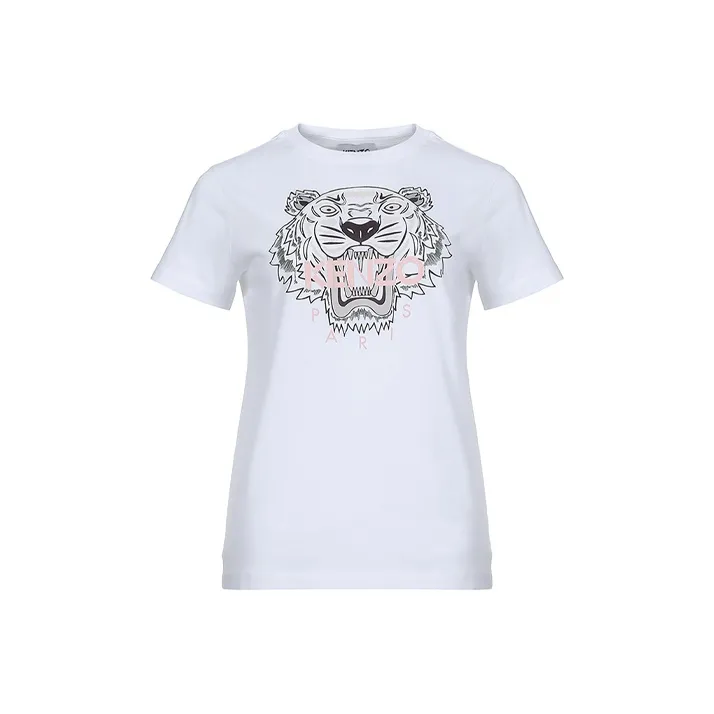 KENZO Classic Tiger Head T Shirts Women's White-0