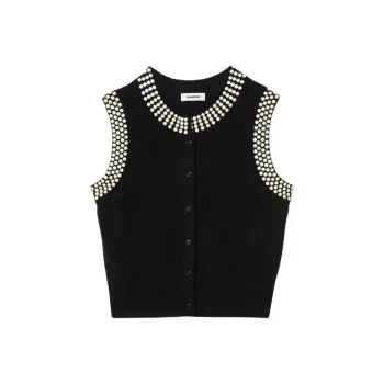 Sandro Faux pearl Vest