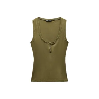 ZARA Tank Tops Women's Green