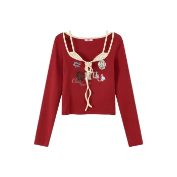CHUU T Shirt Women's Vintage Red