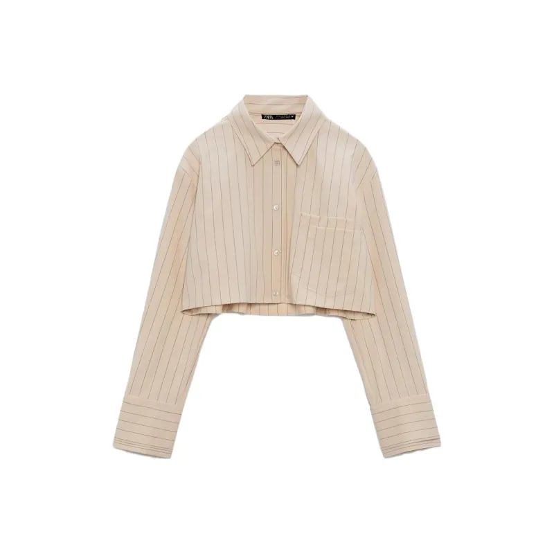 ZARA Crop Tops Women's Beige-0