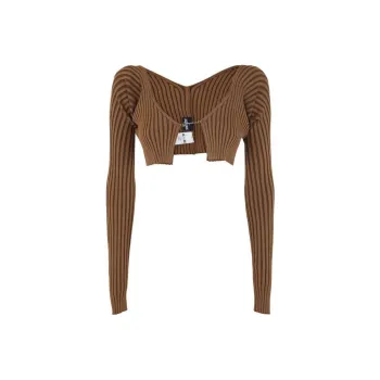 Jacquemus Ribbed Knit Cropped Cardigan