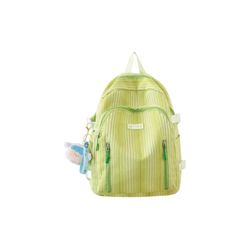 URBAN FOREST Nylon Backpack Unisex Pink/Green/Yellow/Black/White-5