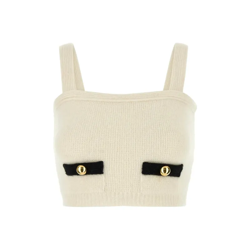 Alessandra Rich Sleeveless Ribbed Knit Top-0