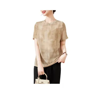 Yi Mengyuan Set in Sleeve Short Sleeved Silk T Shirt Women's Image Color