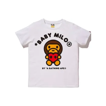 A BATHING APE Valentine Heart Baby Milo Tee White