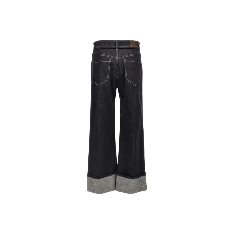 Brunello Cucinelli High Waisted Turn Up Brim Jeans-1