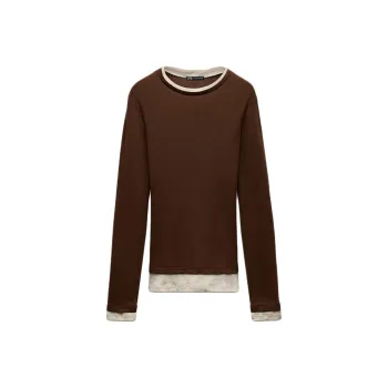 ZARA Drop Shoulder Sleeve T Shirt Women's Brown