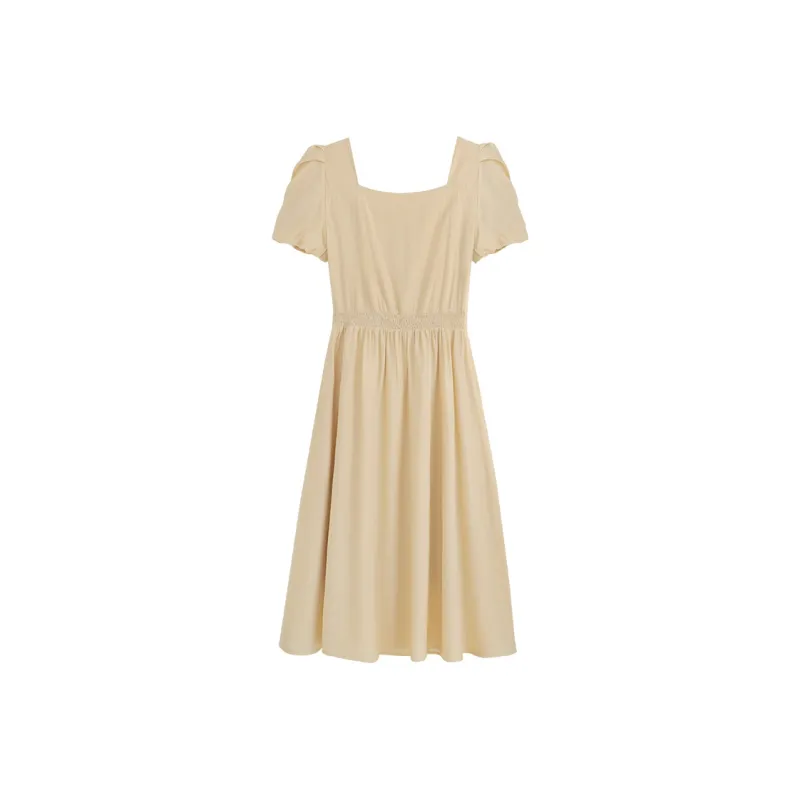 She Enjoys Short Sleeved Dress Women's Fennel Yellow-1