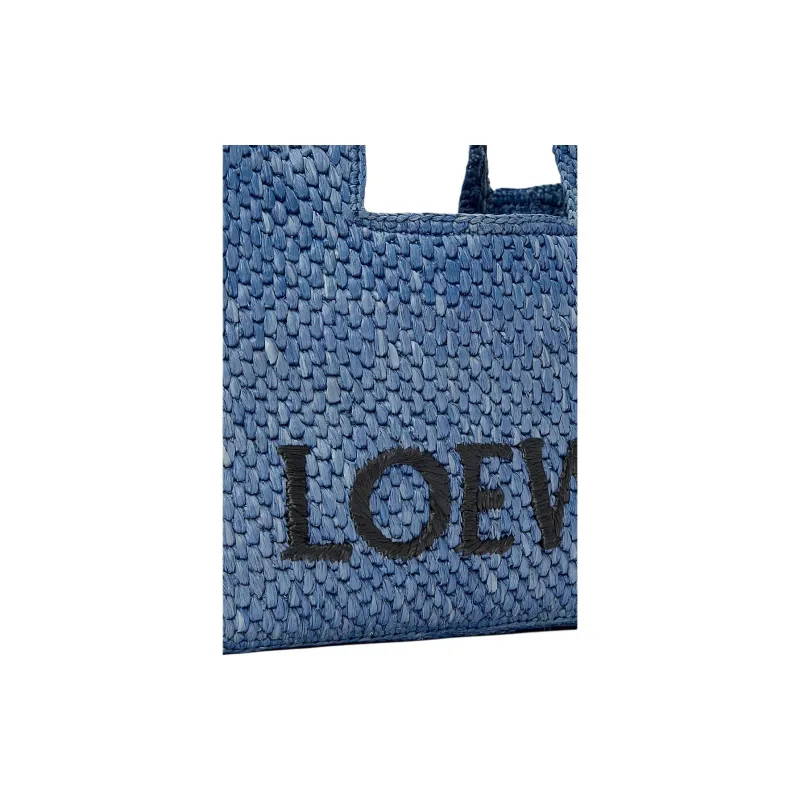 LOEWE Font Tote Raffia Tote Bag, Shopping Bag, Handbag Mini Women's Light Blue-6
