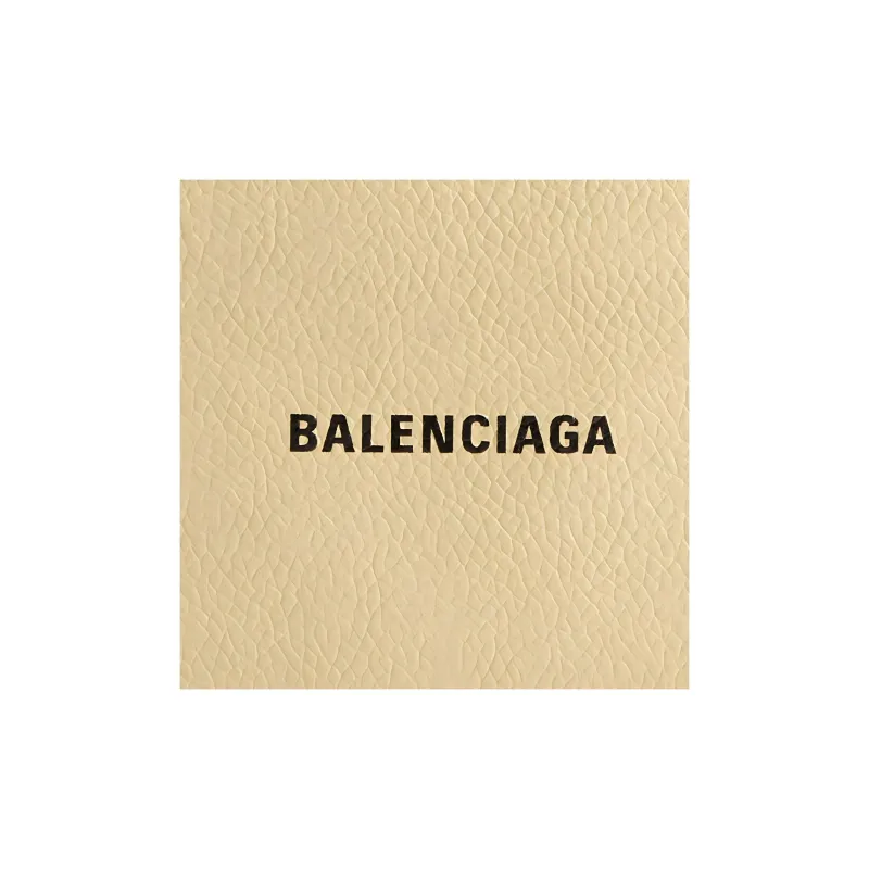 Balenciaga Grain Cow Leather Card Holder Tubas Women's Light Yellow-2