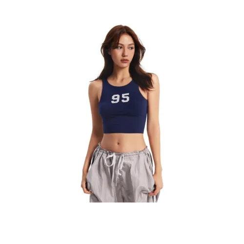 DRAGON FACE SS24 탱크 탑 여성 네이비 블루