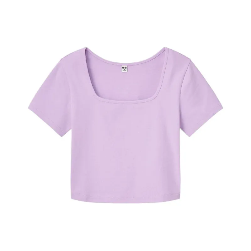 UNIQLO Crop Tops Women's Light Purple-0