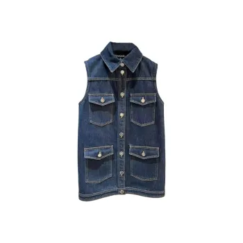 CHANEL Tank Tops Women's Dark Blue