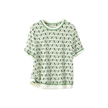 Cypress House T Shirt Women's Beige With Black And Green Floral