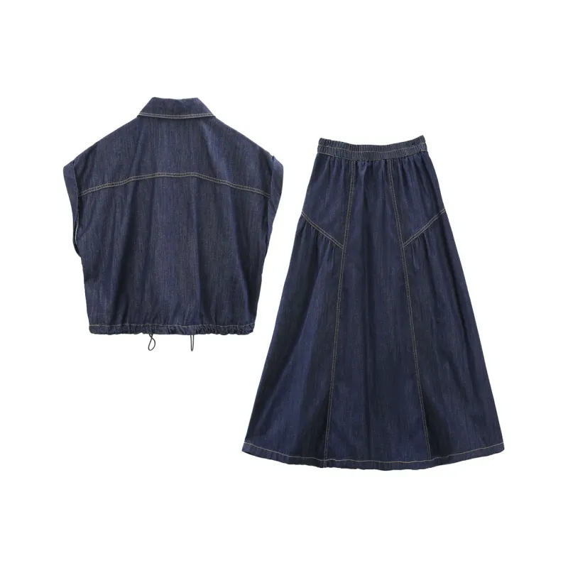 A Paradise For Awakening Skirt Set Women's Denim Blue-1