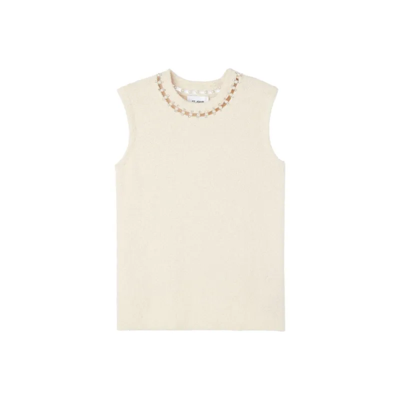 St. John Bead-embellished Bouclé Vest-0