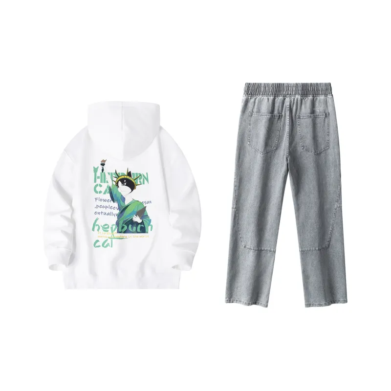 Hepburn Cat Sweatshirt Sets Unisex-6
