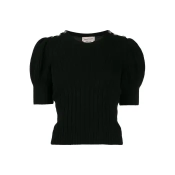 Alexander McQueen Puffball Sleeve Knitted Top