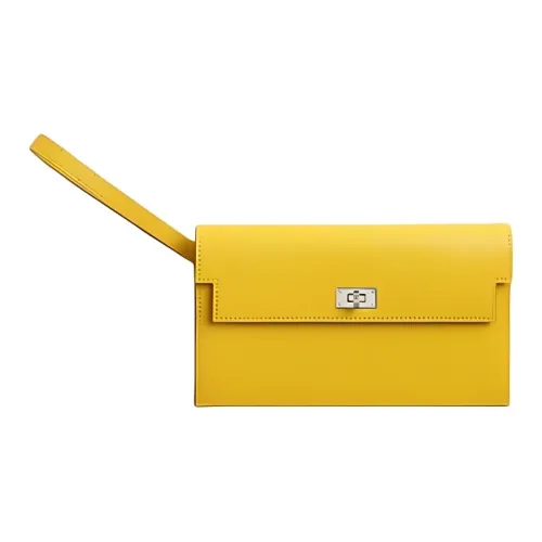 HERMES Kelly Pocket Chamkila Goat Skin Wallet Women's 9O Jaune De Naples Naples Yellow
