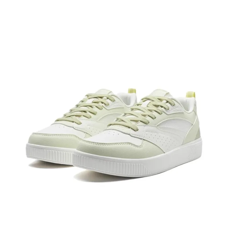 XTEP Slip Resistant, Abrasion Resistant, Lightweight Low Top Skateboard Shoes Women's White Green-1