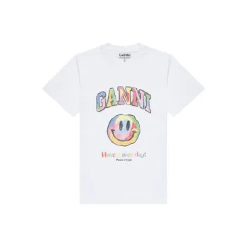 GANNI Cotton Jersey T Shirt 'Bright White'