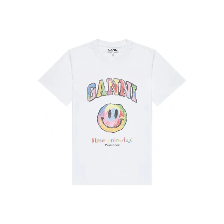 GANNI Cotton Jersey T Shirt 'Bright White'-0