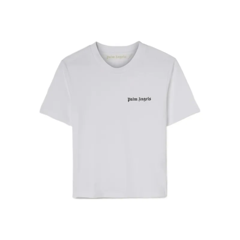 PALM ANGELS Women'ss Logo Fitted T Shirt White/Black-0
