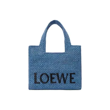 LOEWE Font Tote Raffia Tote Bag, Shopping Bag, Handbag Mini Women's Light Blue
