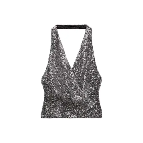 ZARA Tank Tops Women's Silver