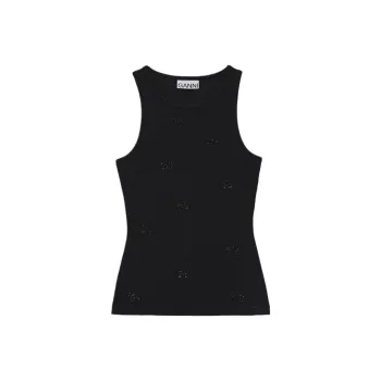 GANNI Butterfly Embellished Tank Top