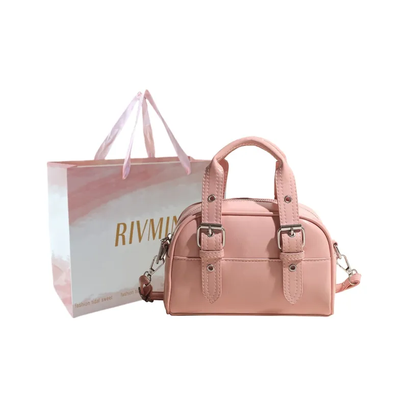 RIVMIND PU One Shoulder Handbag Women's Ecru/Pink/Light Blue/Red/Silver/Black-6