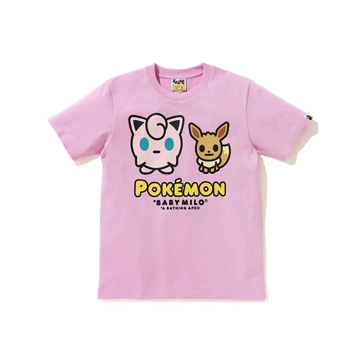 A BATHING APE X Pokemon Ladies Jigglypuff & Eevee Tee #4 White-0