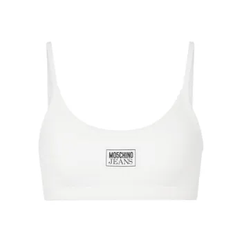 MOSCHINO Logo appliqué Ribbed Bra Top