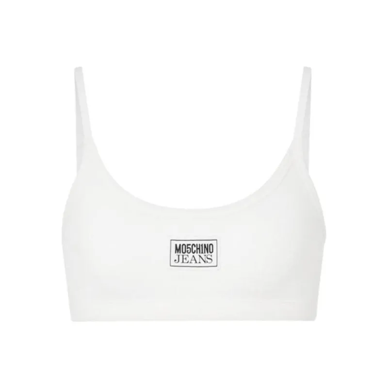MOSCHINO Logo appliqué Ribbed Bra Top-0