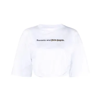 PALM ANGELS Sunset Ruched Cropped T shirt