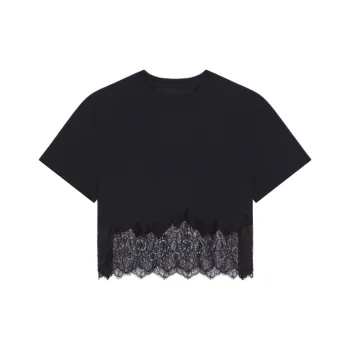 Givenchy Lace Detailed Cropped T Shirt