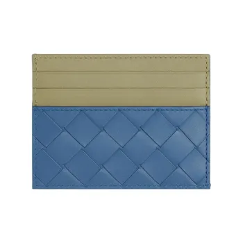 Bottega Veneta Calfskin Card Clip Card Holder Men's Blue/Slate Gray
