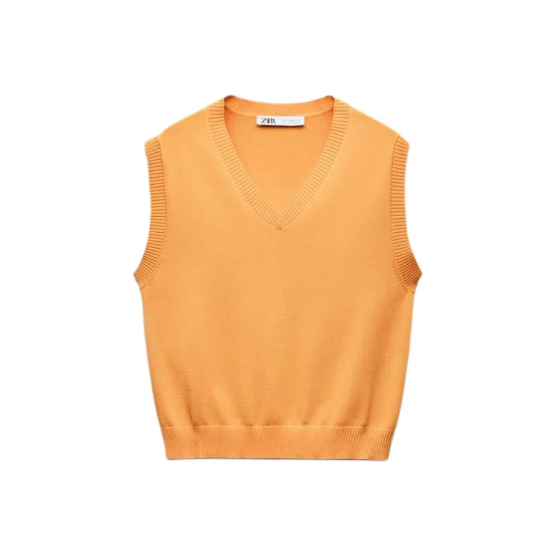 ZARA Tank Tops Women's Orange-0