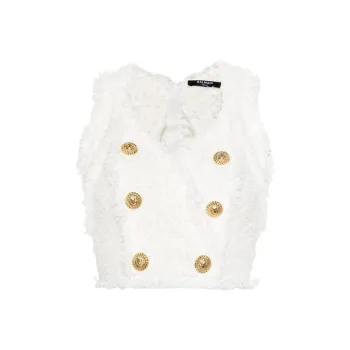 Balmain Hair Logo embossed Buttons Top