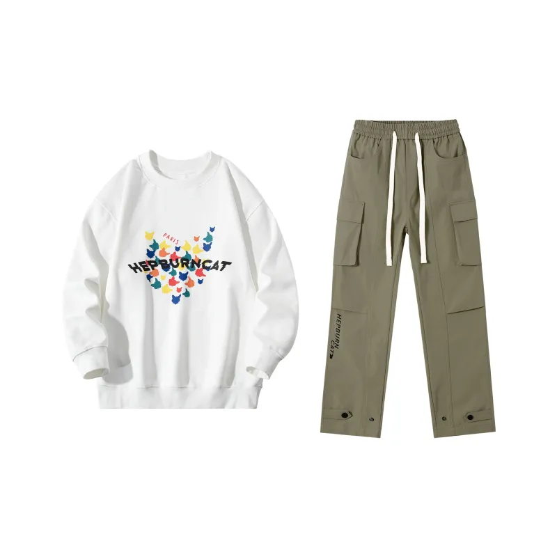 Hepburn Cat Sweatshirt Sets Unisex-5