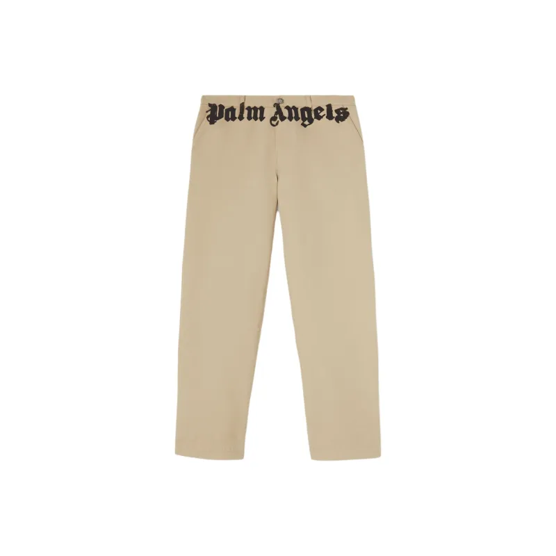 PALM ANGELS Logo Printed Straight Leg Chino Pants-0