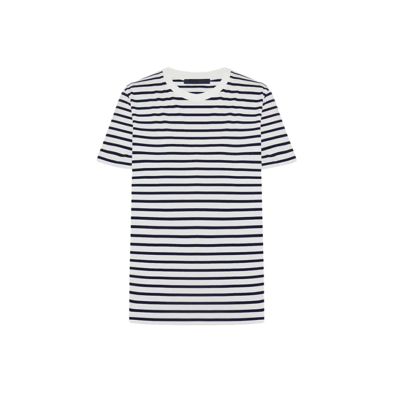 MOCO T Shirt Women's Blue White Stripes Color-0