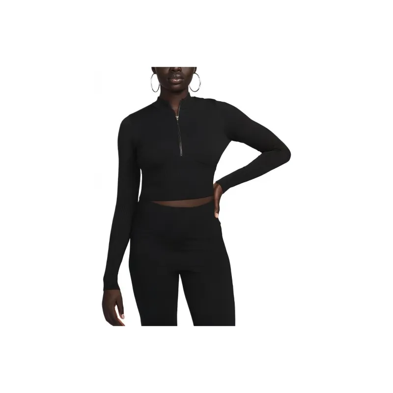 Nike Sportswear Chill Knit Women's Slim Long-Sleeve Cropped Sweater 1/2-Zip Top-0